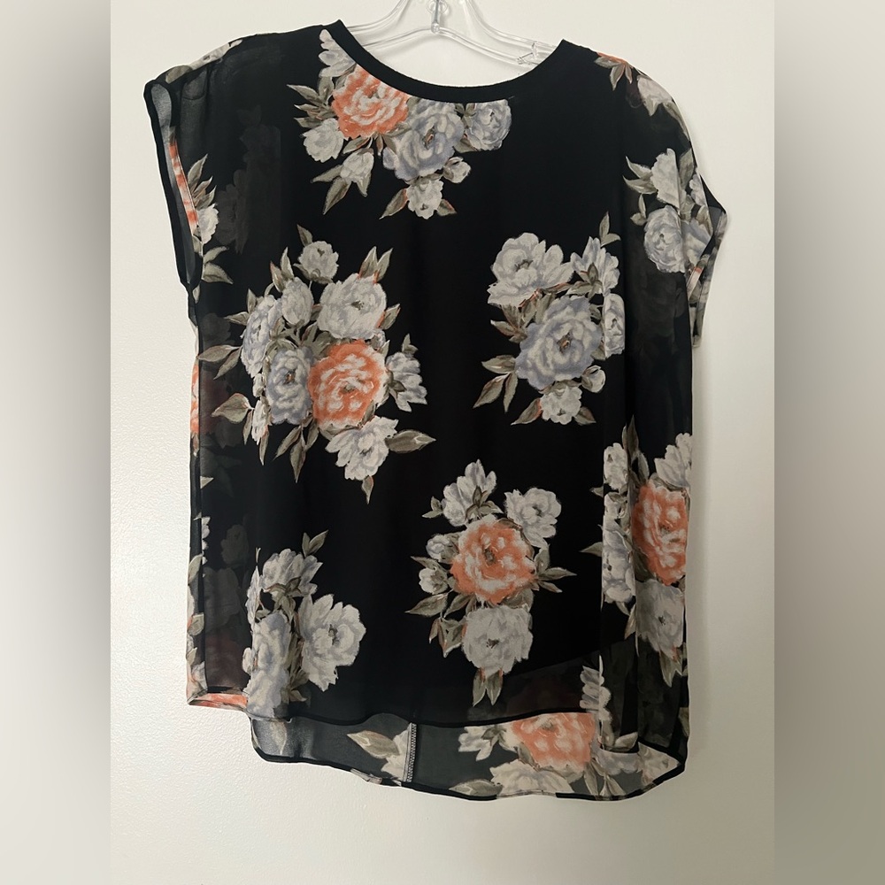 Floral Black Chiffon Top